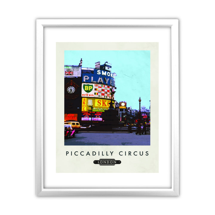 Piccadilly Circus, London 11x14 Framed Print (White)