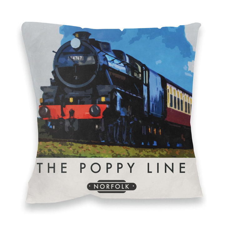 The Norfolk Poppy Line Fibre Filled Cushion