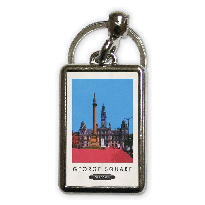 George Square, Glasgow, Scotland Metal Keyring