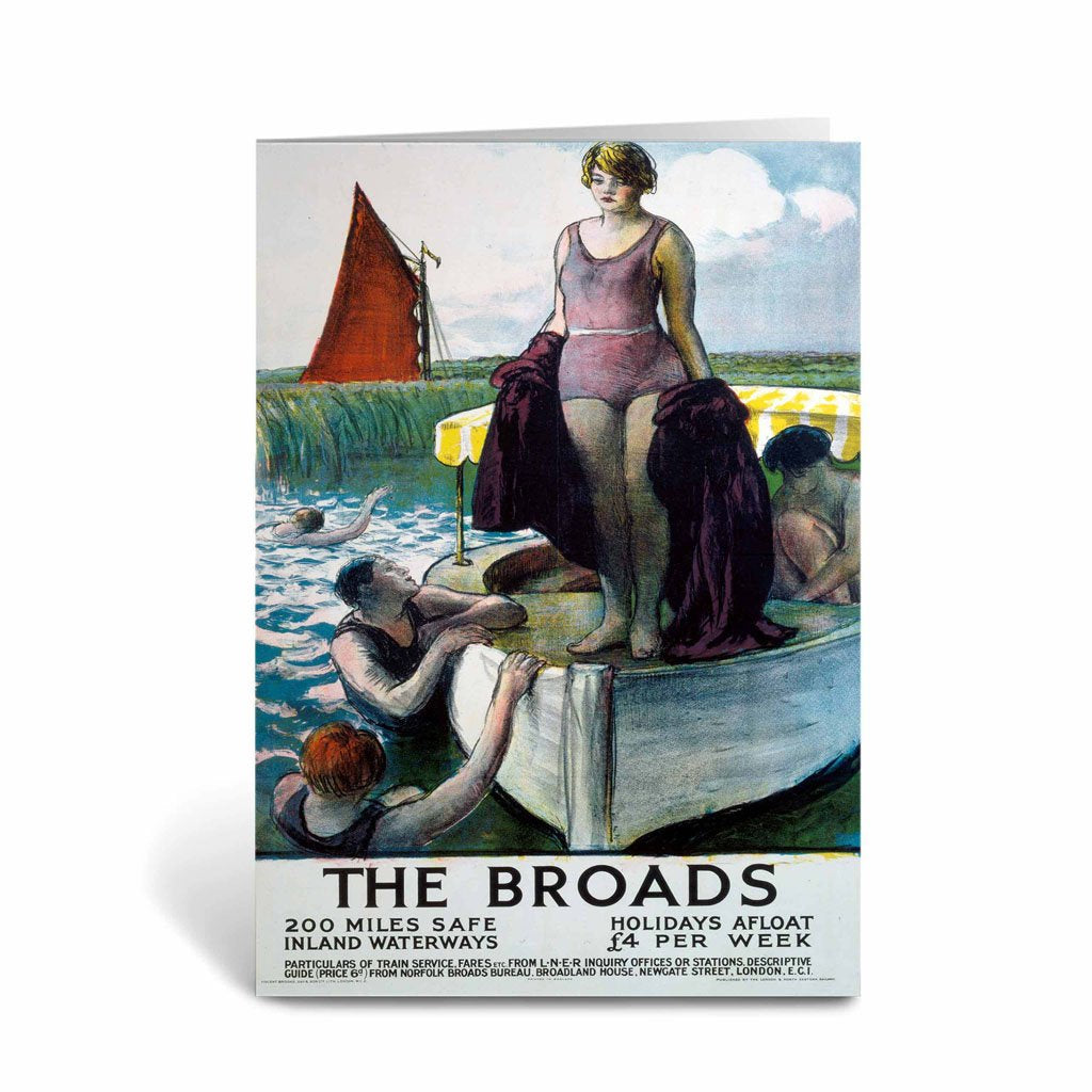 The Broads - Girl standing on boat Greeting Card